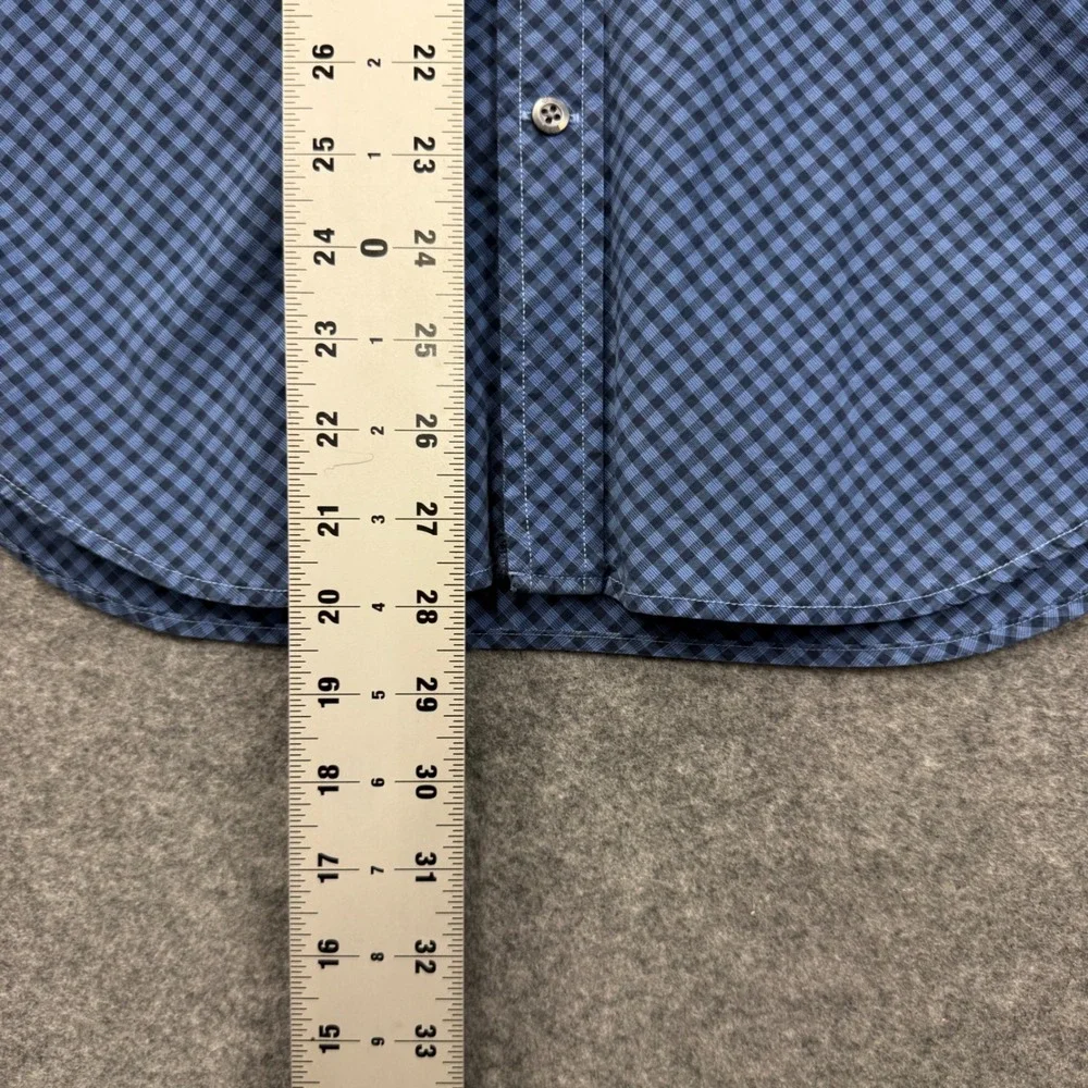 Banana Republic Mens Slim Fit Gingham Button Down Shirt Blue Check Small 14-14.5